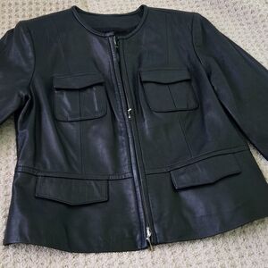INC International Concepts Black Genuine Leather Jacket